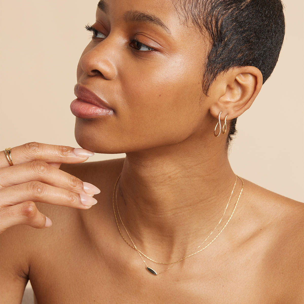 April White Topaz - Infinite Topaz Pavé Hoops in Solid Gold - Hoop Earrings - Astrid & Miyu