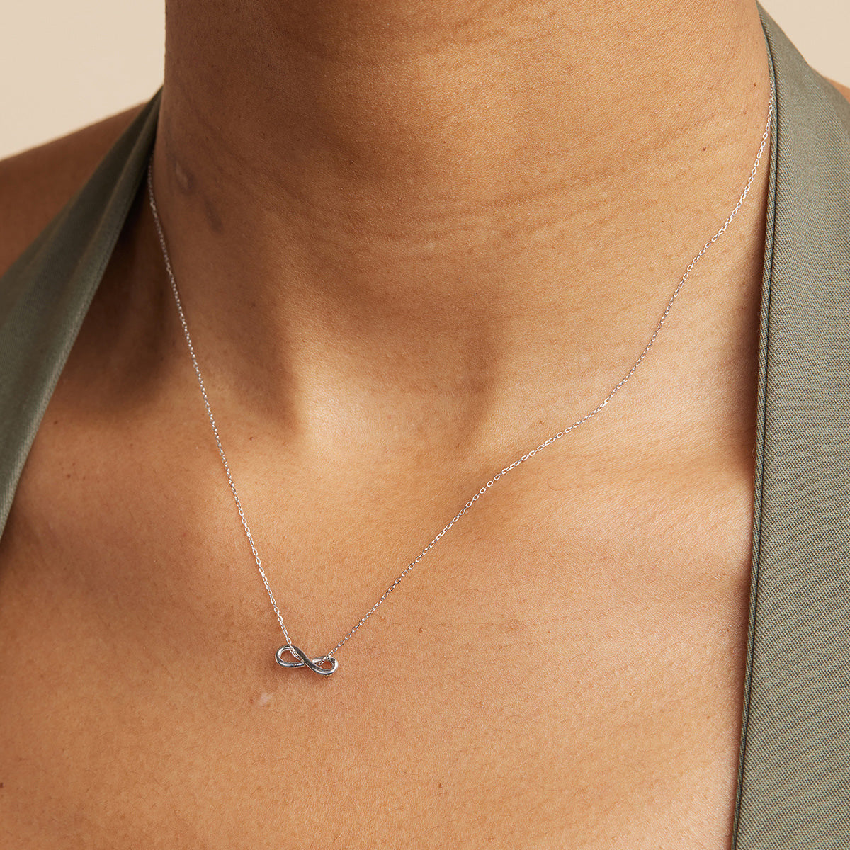 Bridal Jewellery - Infinite Pendant Necklace in Solid White Gold - Pendant Necklace - Astrid & Miyu