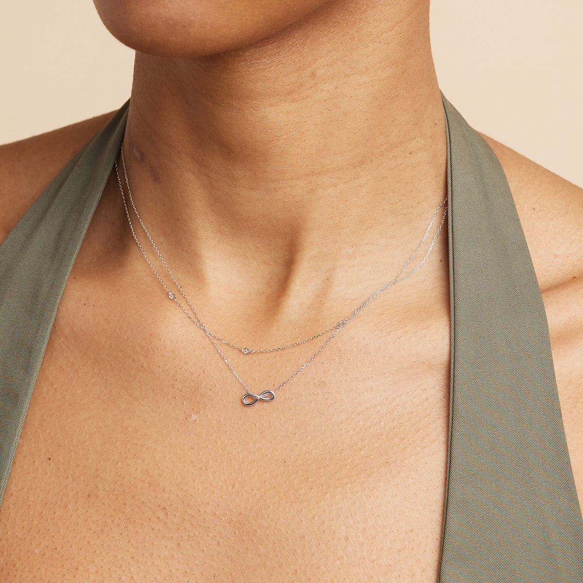 Bridal Jewellery - Infinite Pendant Necklace in Solid White Gold - Pendant Necklace - Astrid & Miyu