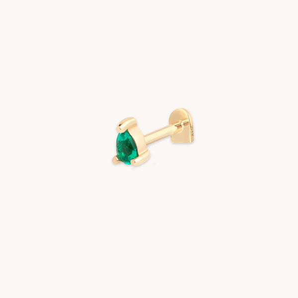 Emerald Pear Piercing Stud in Solid Gold-Astrid & Miyu