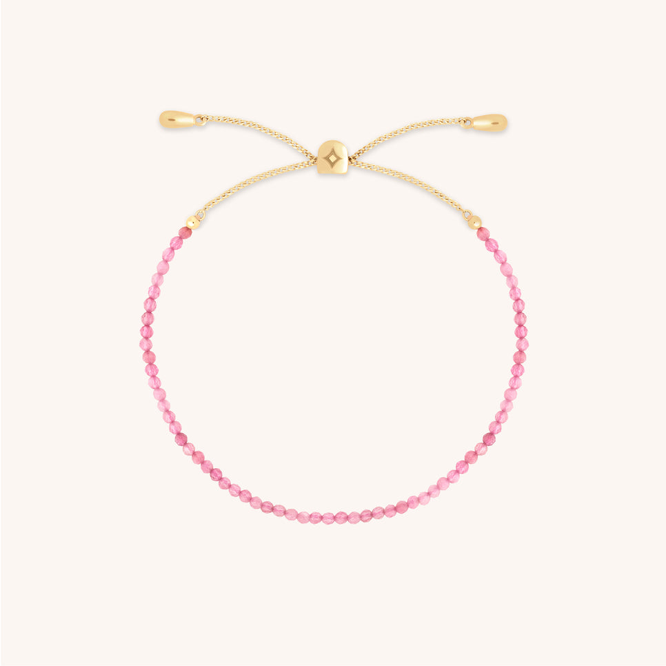 Tourmaline October Beaded Bracelet in Solid Gold-Astrid & Miyu