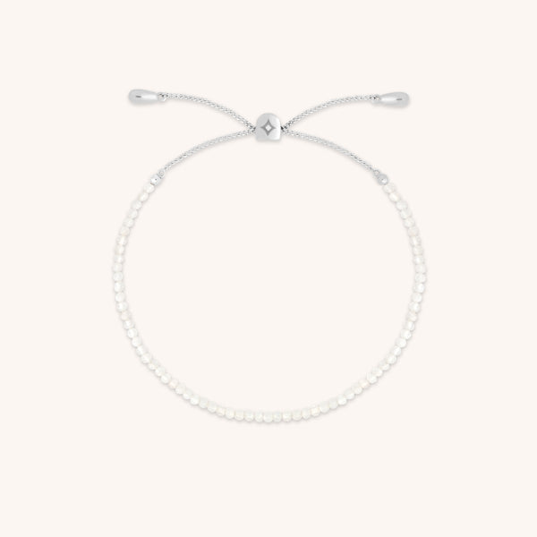 Moonstone June Beaded Birthstone Bracelet in Solid White Gold-Astrid & Miyu