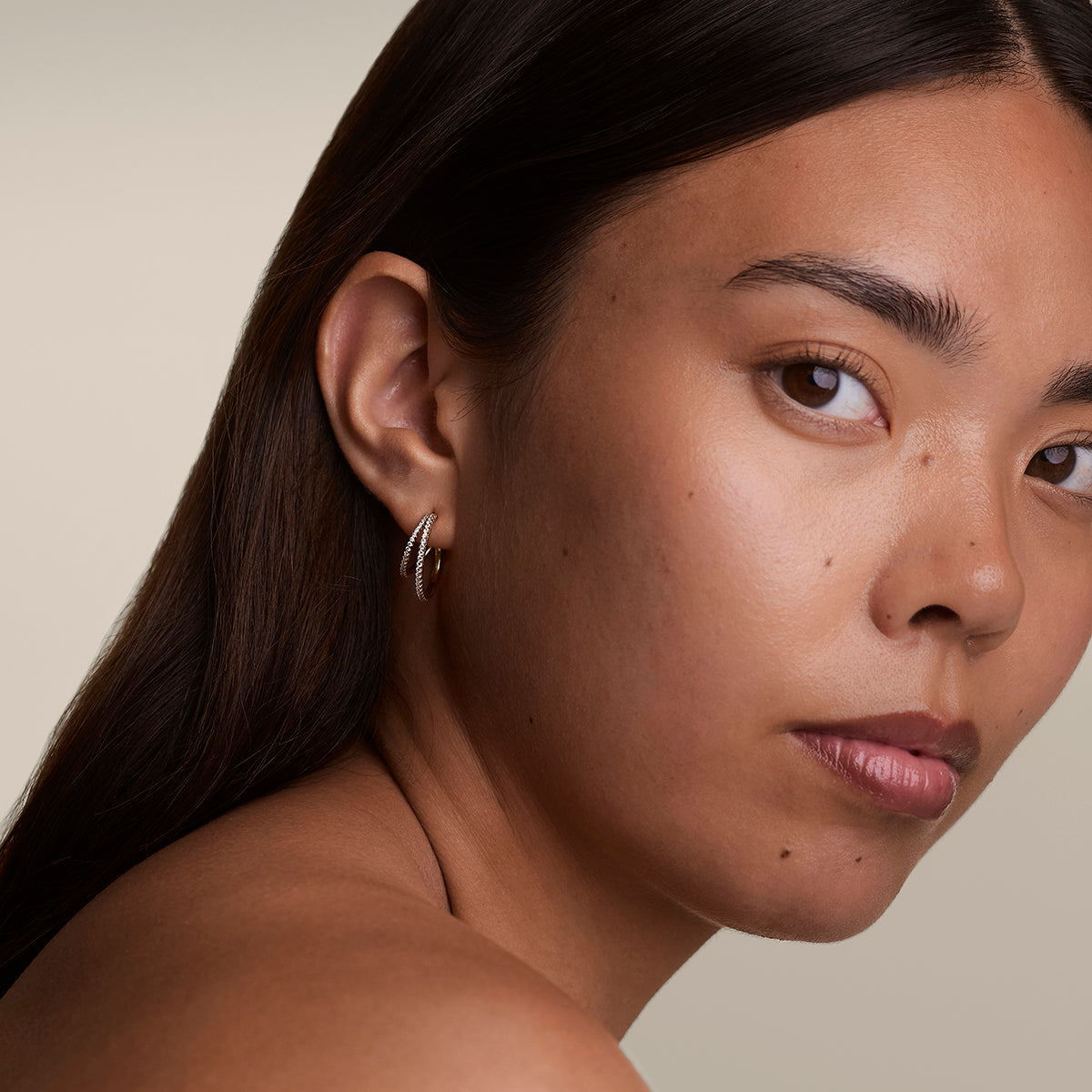 Illusion Crystal Hoops in Gold-Astrid & Miyu