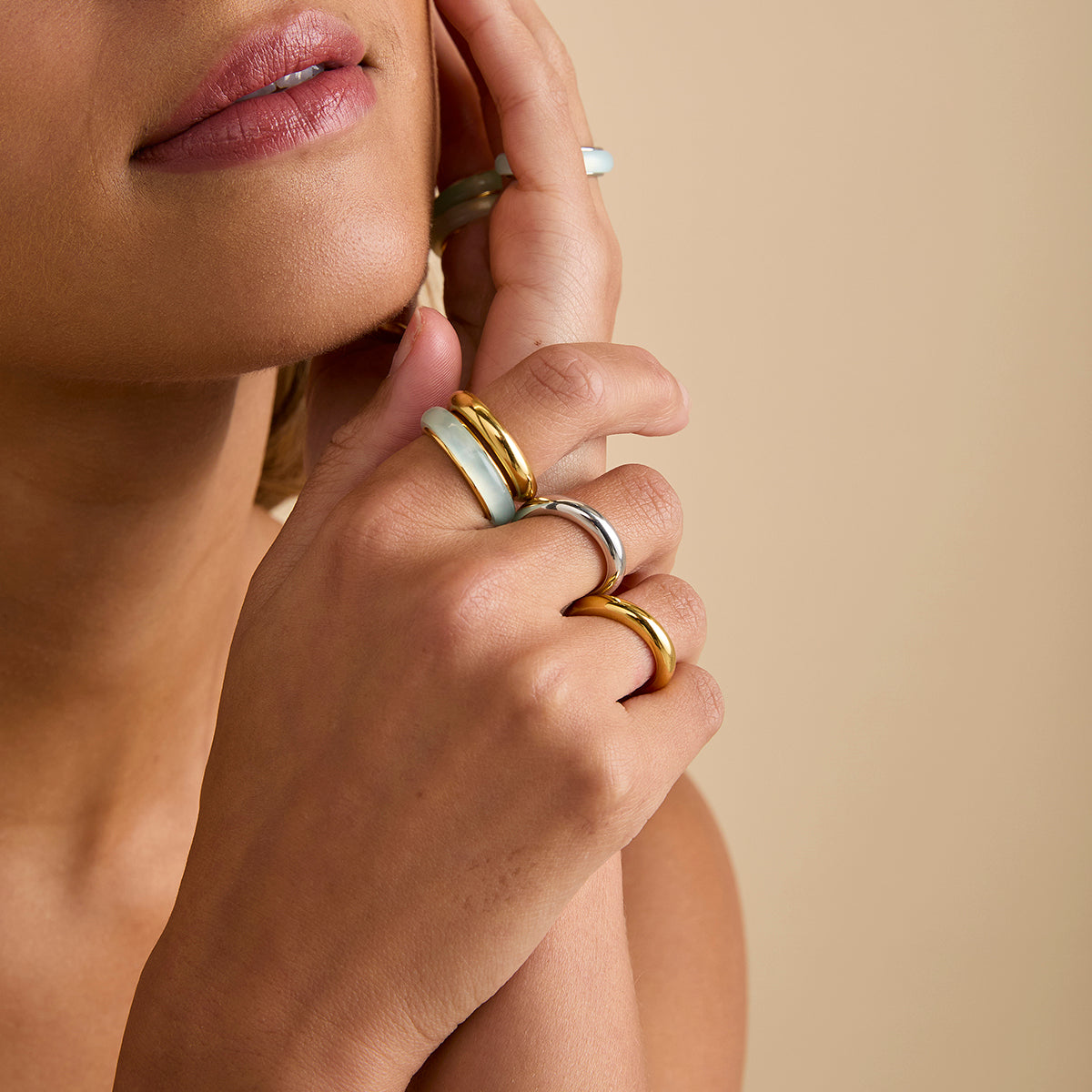 18k Gold Plated Jewellery - Bold Stacking Ring in Gold - Rings - Astrid & Miyu