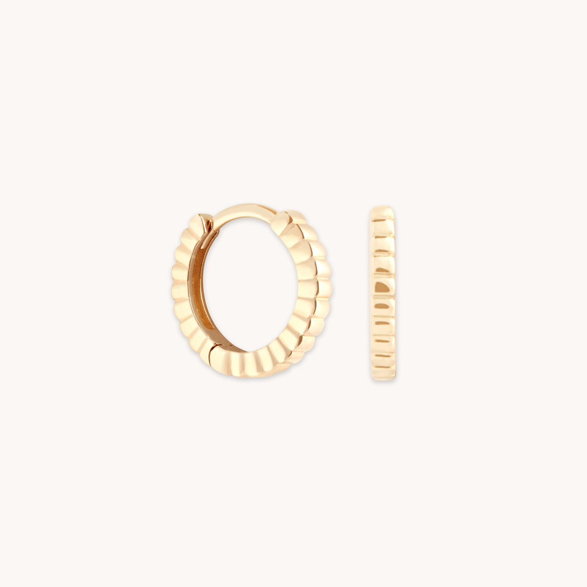 Earrings - Ridged Huggies in Solid Gold - Huggies - Astrid & Miyu