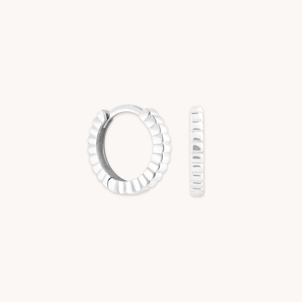 Earrings - Ridged Huggies in Solid White Gold - Huggies - Astrid & Miyu