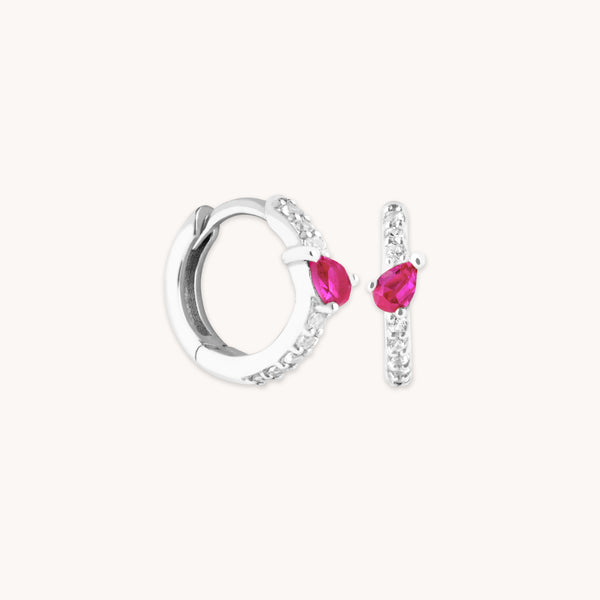 Earrings - Pink Sapphire Marquise Huggies in Solid White Gold - Huggies - Astrid & Miyu