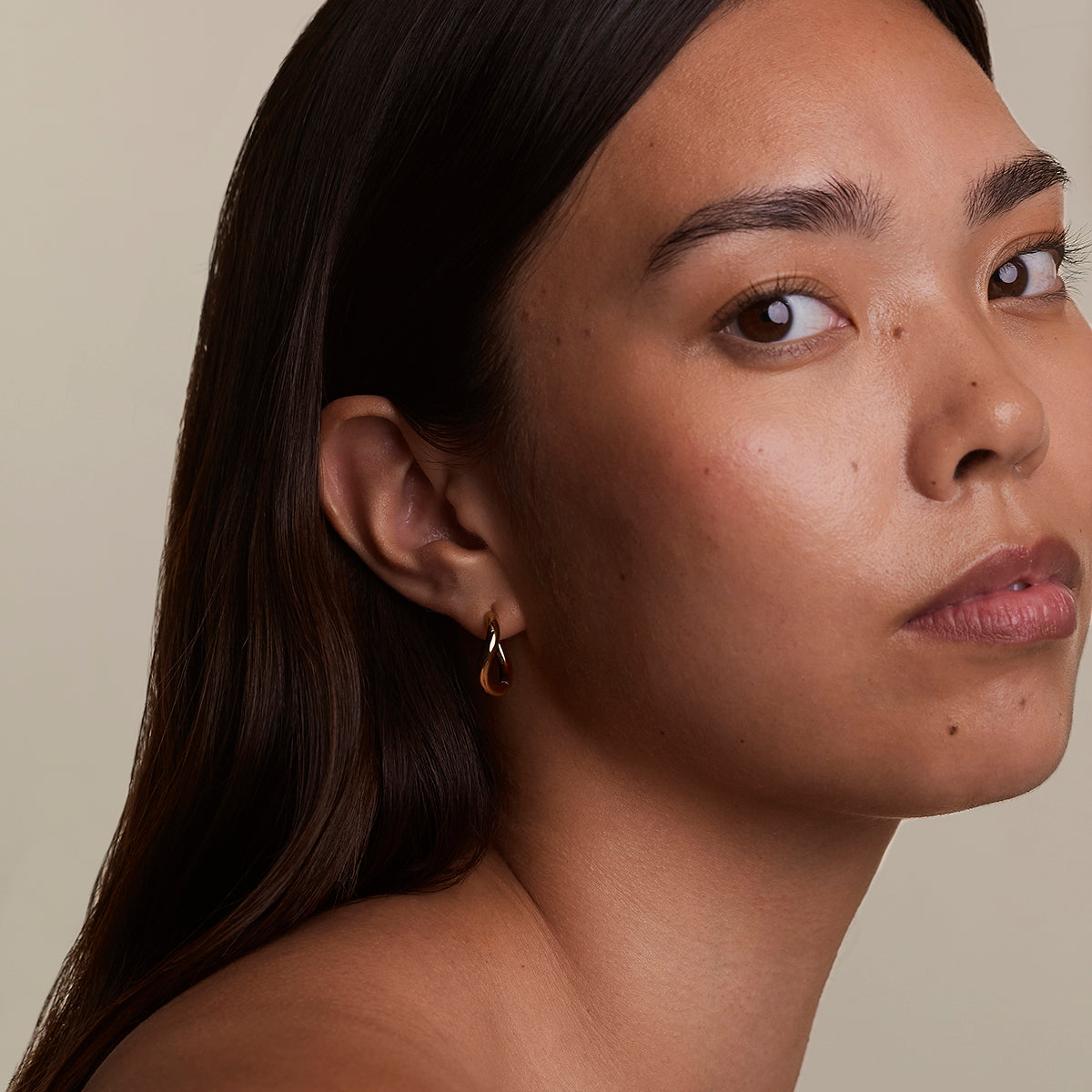 Serenity Pearl Charm Hoops in Gold-Astrid & Miyu