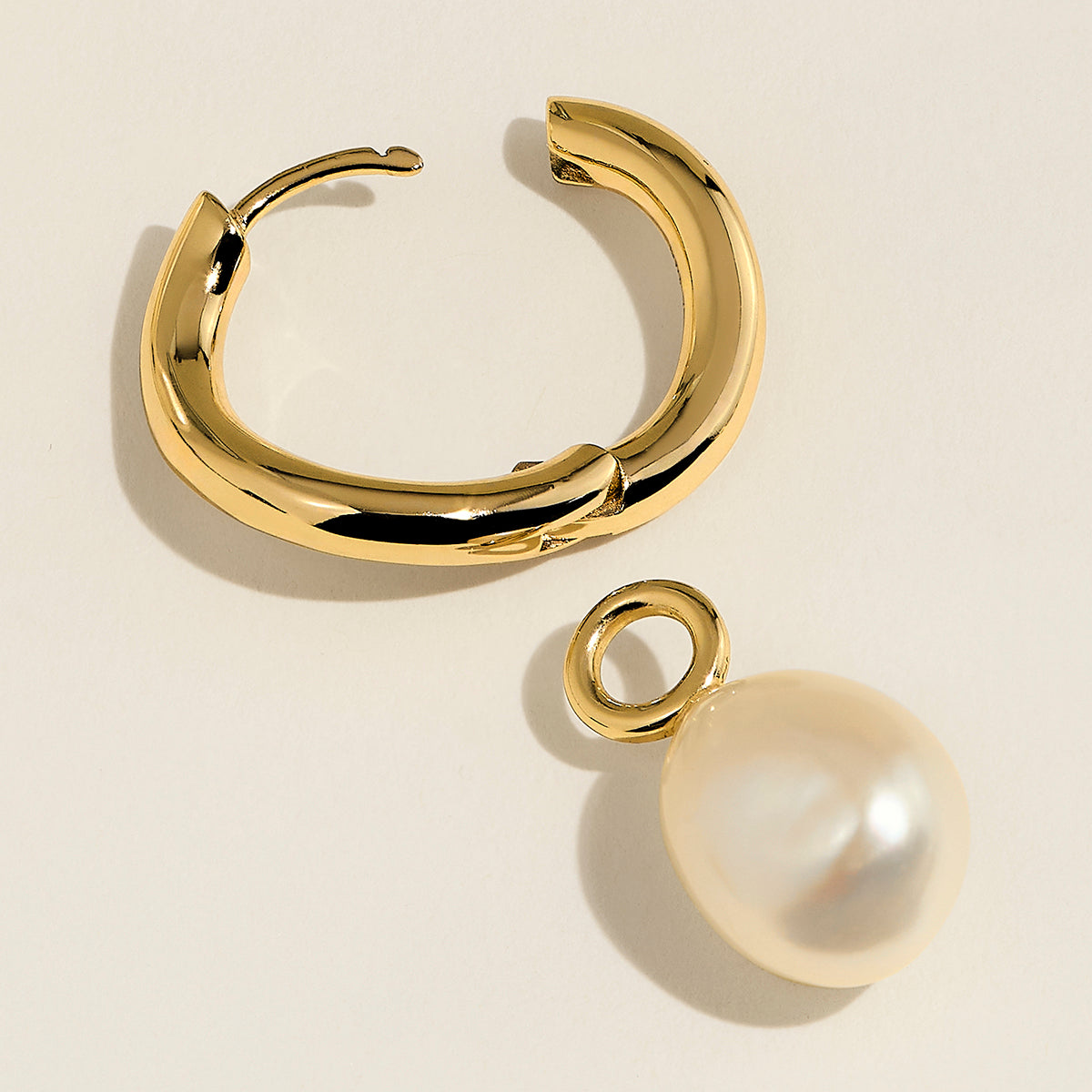 Serenity Pearl Charm Hoops in Gold-Astrid & Miyu