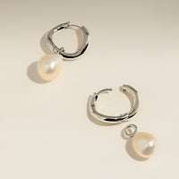 Serenity Pearl Charm Hoops in Silver-Astrid & Miyu