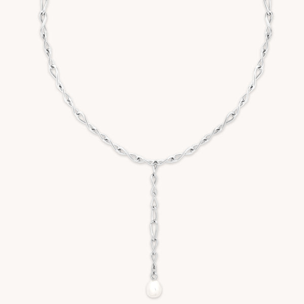 Charm Compatible Necklaces & Bracelets - Infinite Pearl Bold Lariat Necklace in Silver - Lariat Necklace - Astrid & Miyu