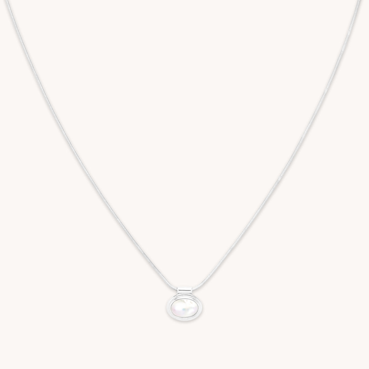 Gemstone Necklaces - Mother of Pearl Pendant Necklace in Silver - Pendant Necklace - Astrid & Miyu