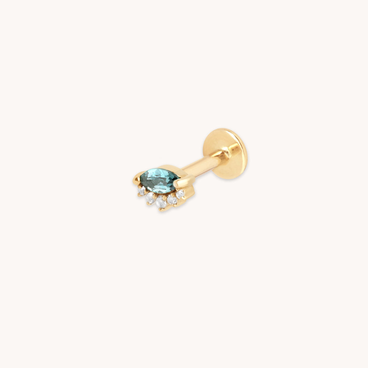 Flat Back Labret Studs - Evil Eye Alexandrite Piercing Stud in Solid Gold - Piercing Stud - Astrid & Miyu
