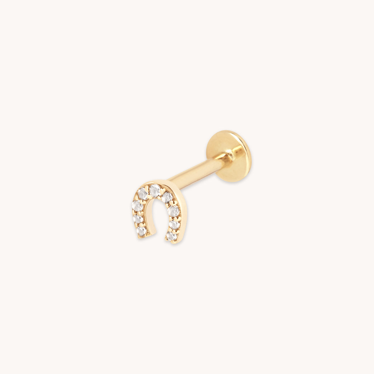 Pavé Horseshoe Piercing Stud in Solid Gold-Astrid & Miyu