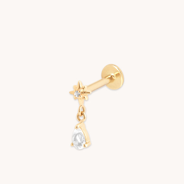 Cosmic Pear Charm Piercing Stud in Solid Gold-Astrid & Miyu