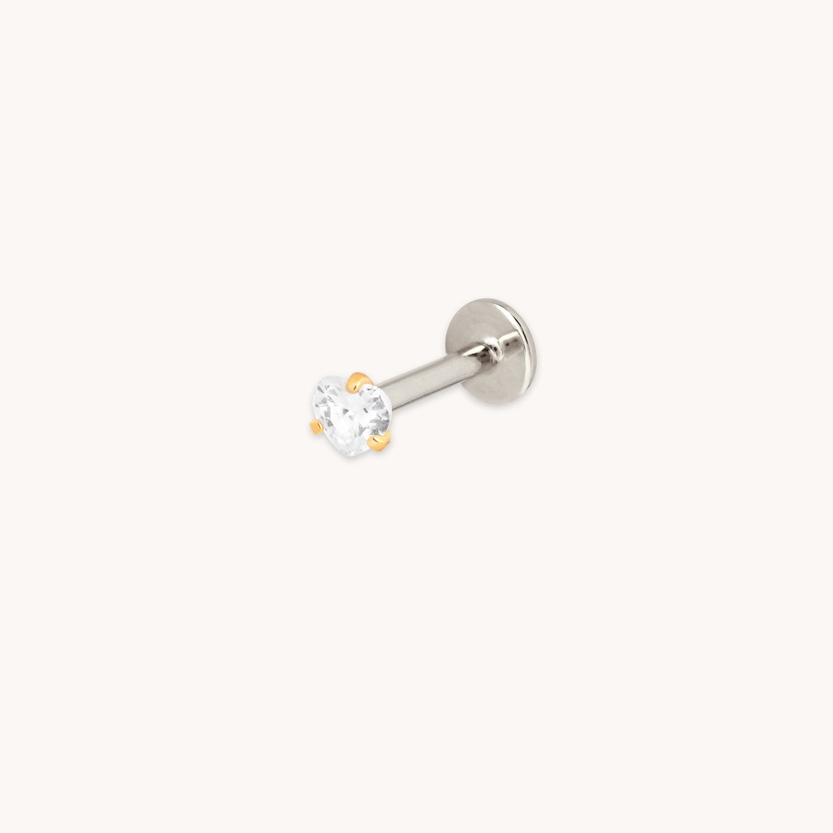 Crystal Heart Titanium Piercing Stud in Gold-Astrid & Miyu