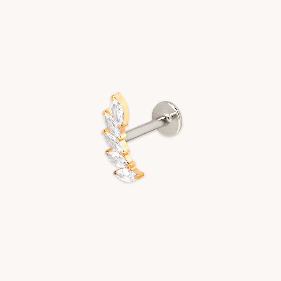Curved Marquise Titanium Piercing Stud in Gold-Astrid & Miyu