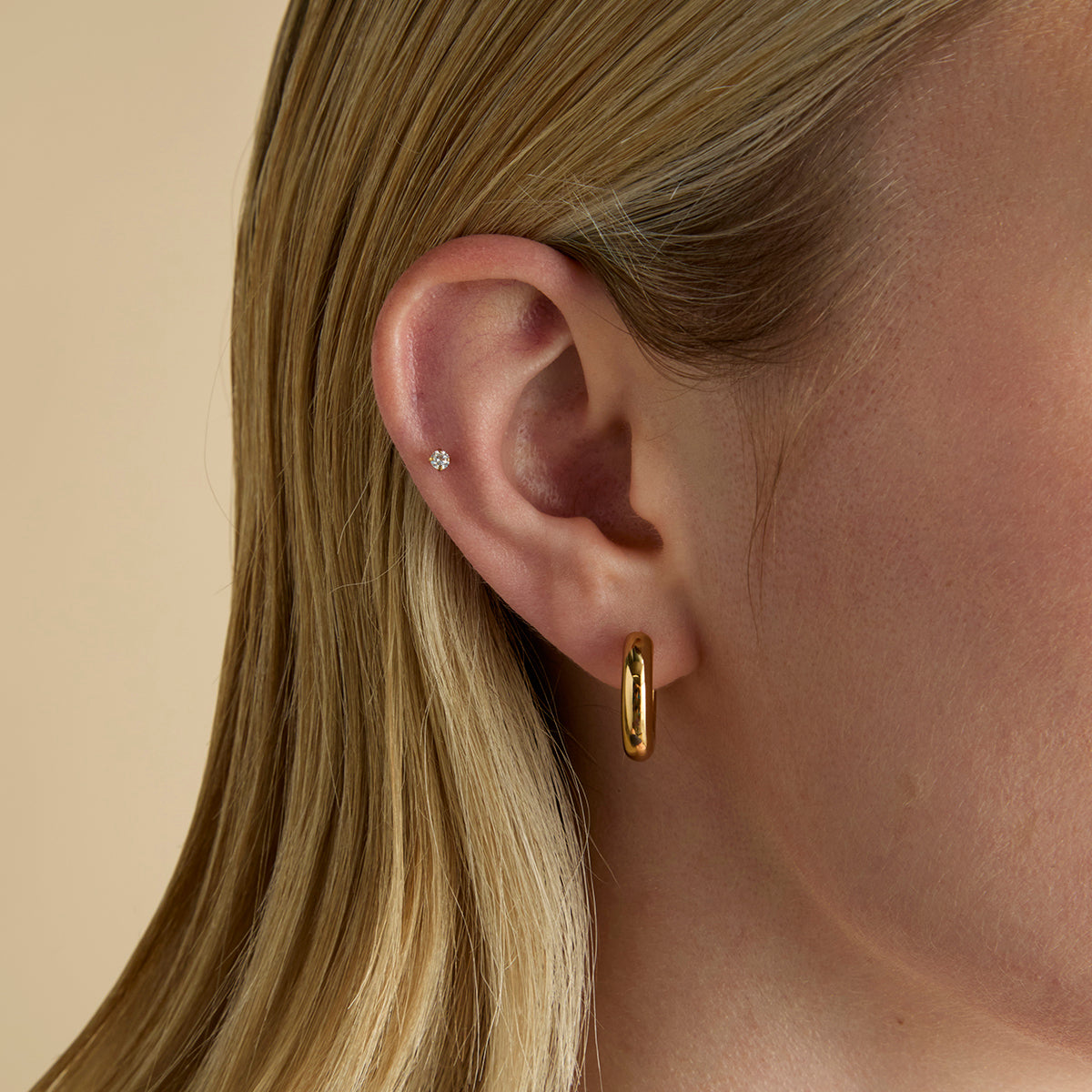 Conch Piercing Jewellery - Micro Crystal Titanium Piercing Stud in Gold - Piercing Stud - Astrid & Miyu