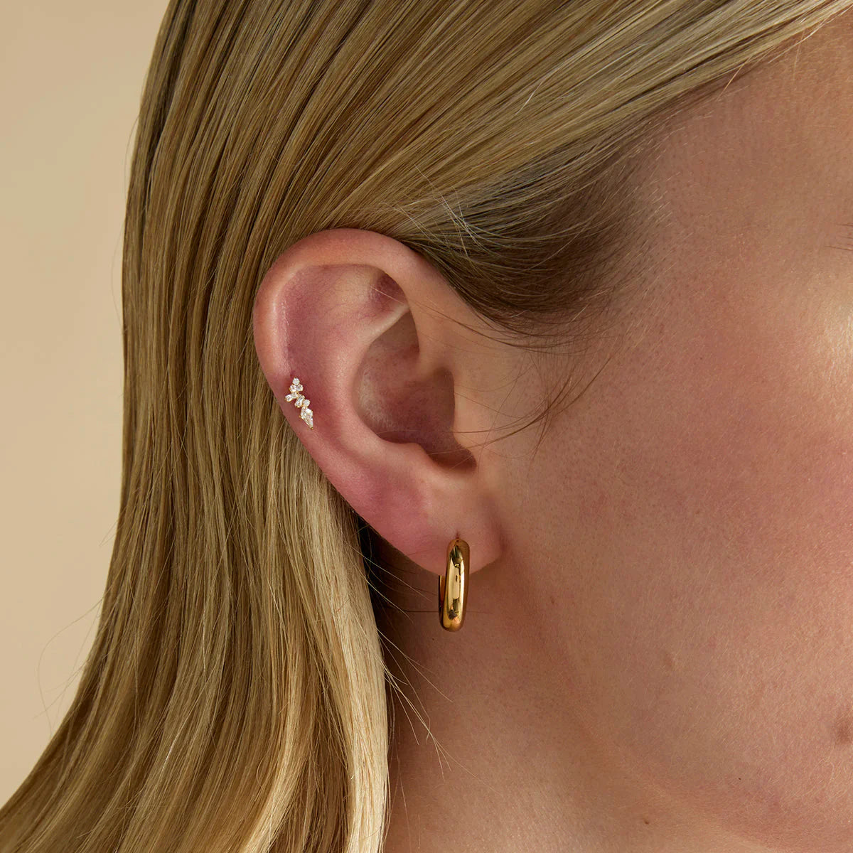 Conch Piercing Jewellery - Crystal Marquise Cluster Titanium Piercing Stud in Gold - Piercing Stud - Astrid & Miyu