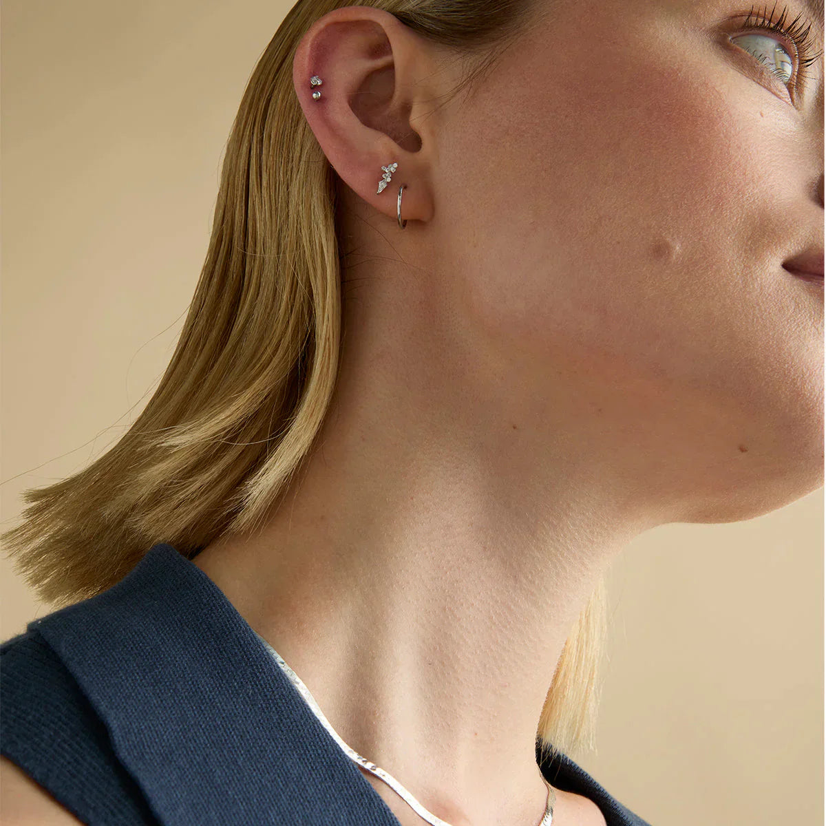 Conch Piercing Jewellery - Crystal Marquise Cluster Titanium Piercing Stud in Platinum - Piercing Stud - Astrid & Miyu