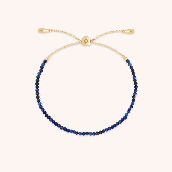 Bracelets - Lazurite Gemstone Bracelet in 9k Gold - Beaded Bracelet - Astrid & Miyu