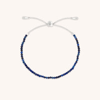 Bracelets - Lazurite Gemstone Bracelet in 9k White Gold - Beaded Bracelet - Astrid & Miyu