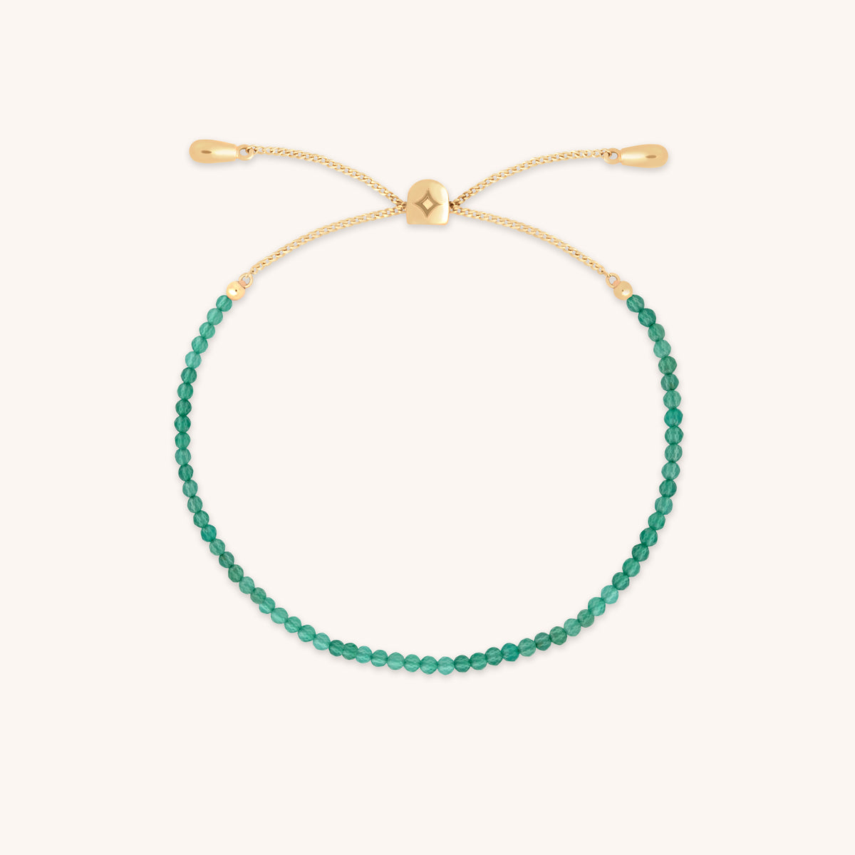 Bracelets - Green Agate Gemstone Bracelet in 9k Gold - Beaded Bracelet - Astrid & Miyu