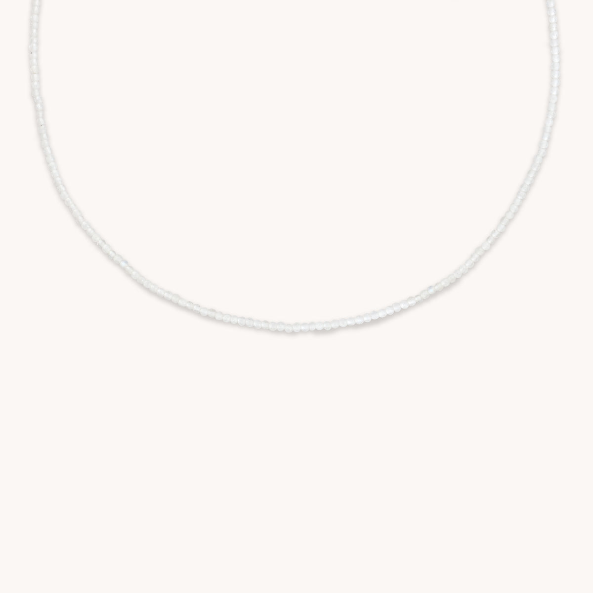 Beaded Jewellery - Moonstone Gemstone Necklace in 9k White Gold - Beaded Necklace - Astrid & Miyu
