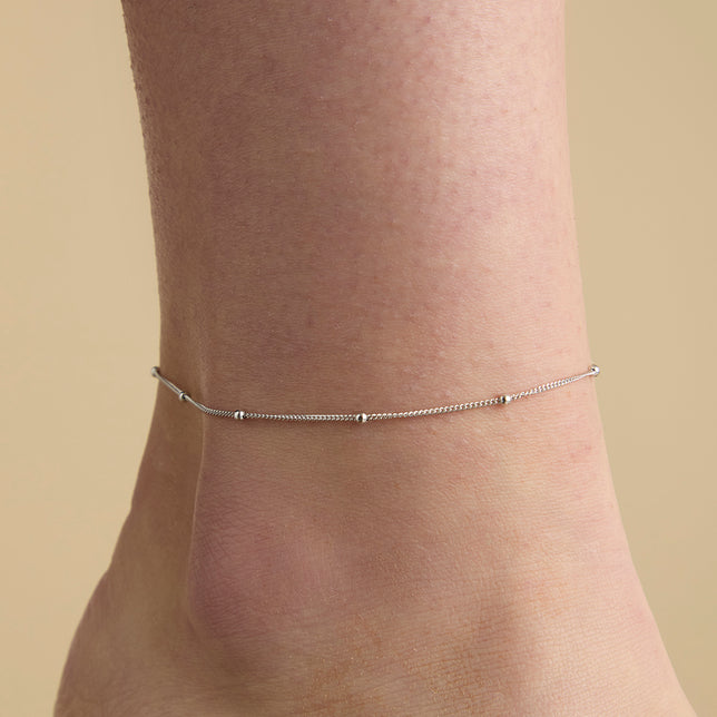 Anklets - Essential Beaded Chain Anklet in Silver - Anklet - Astrid & Miyu