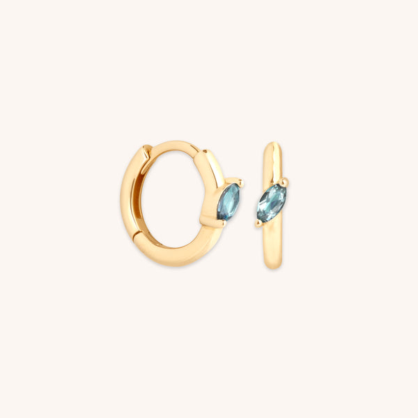 Earrings - Alexandrite Marquise Huggies in Solid Gold - Huggies - Astrid & Miyu