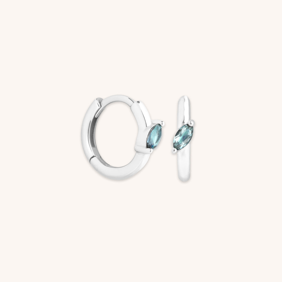 Earrings - Alexandrite Marquise Huggies in Solid White Gold - Huggies - Astrid & Miyu