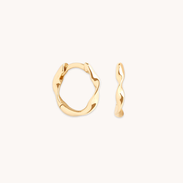 Earrings - Twist Huggies in Solid Gold - Huggies - Astrid & Miyu