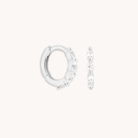 April White Topaz - White Topaz Marquise Huggies in Solid White Gold - Huggies - Astrid & Miyu