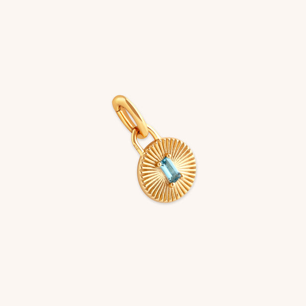 18k Gold Plated Jewellery - Blue Topaz Talisman Charm in Gold - Talisman Charm - Astrid & Miyu