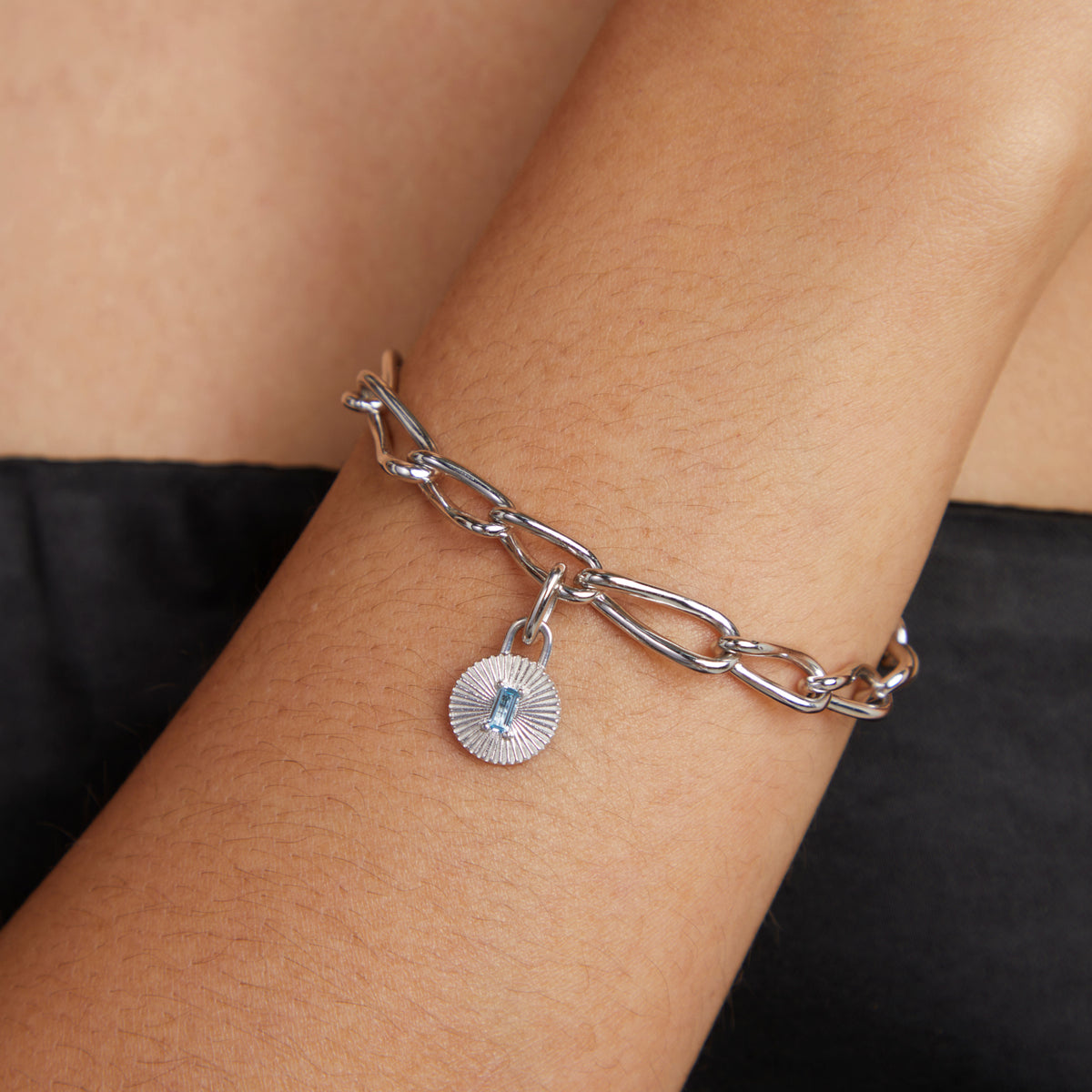 Hoop Charms - Blue Topaz Talisman Charm in Silver - Talisman Charm - Astrid & Miyu