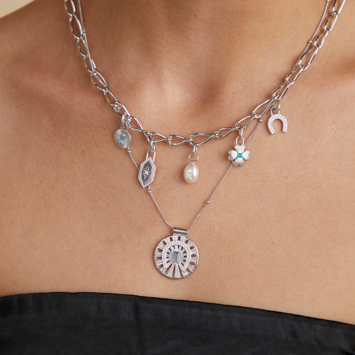 Hoop Charms - Clover Talisman Charm in Silver - Talisman Charm - Astrid & Miyu