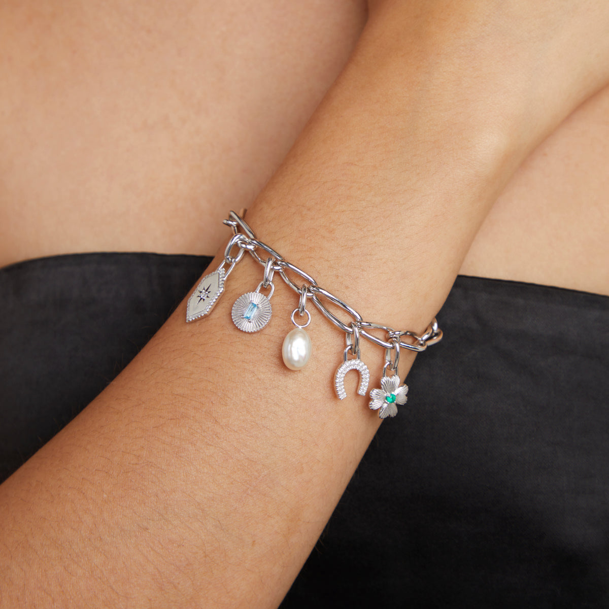 Hoop Charms - Shield Talisman Charm in Silver - Talisman Charm - Astrid & Miyu