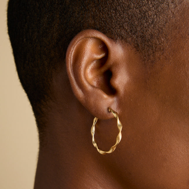 18k Gold Plated Jewellery - Twist Large Hoops in Gold - Hoops - Astrid & Miyu