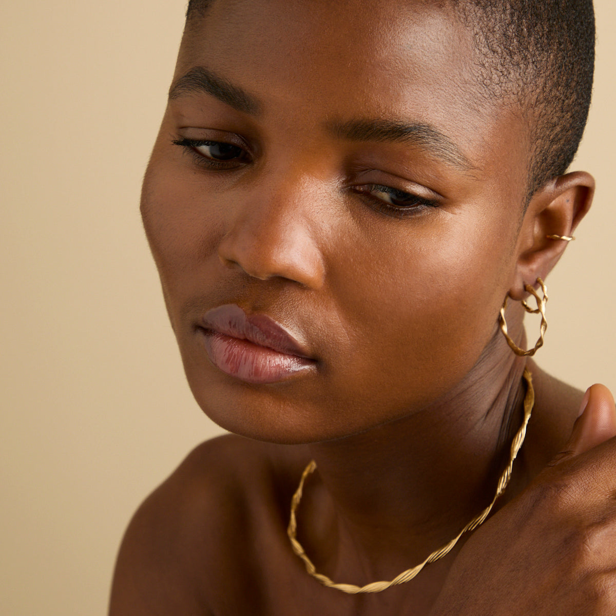 18k Gold Plated Jewellery - Twist Large Hoops in Gold - Hoops - Astrid & Miyu