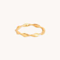 18k Gold Plated Jewellery - Twist Band Ring in Gold - Band Ring - Astrid & Miyu