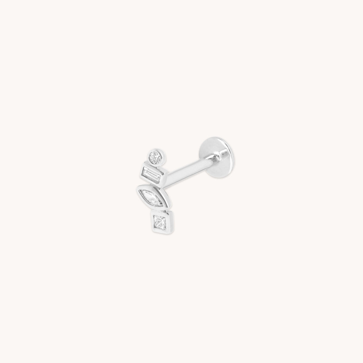 Diamond Bezel Cluster Piercing Stud in Solid White Gold-Astrid & Miyu