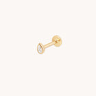 Diamond Bezel Pear Piercing Stud in Solid Gold-Astrid & Miyu