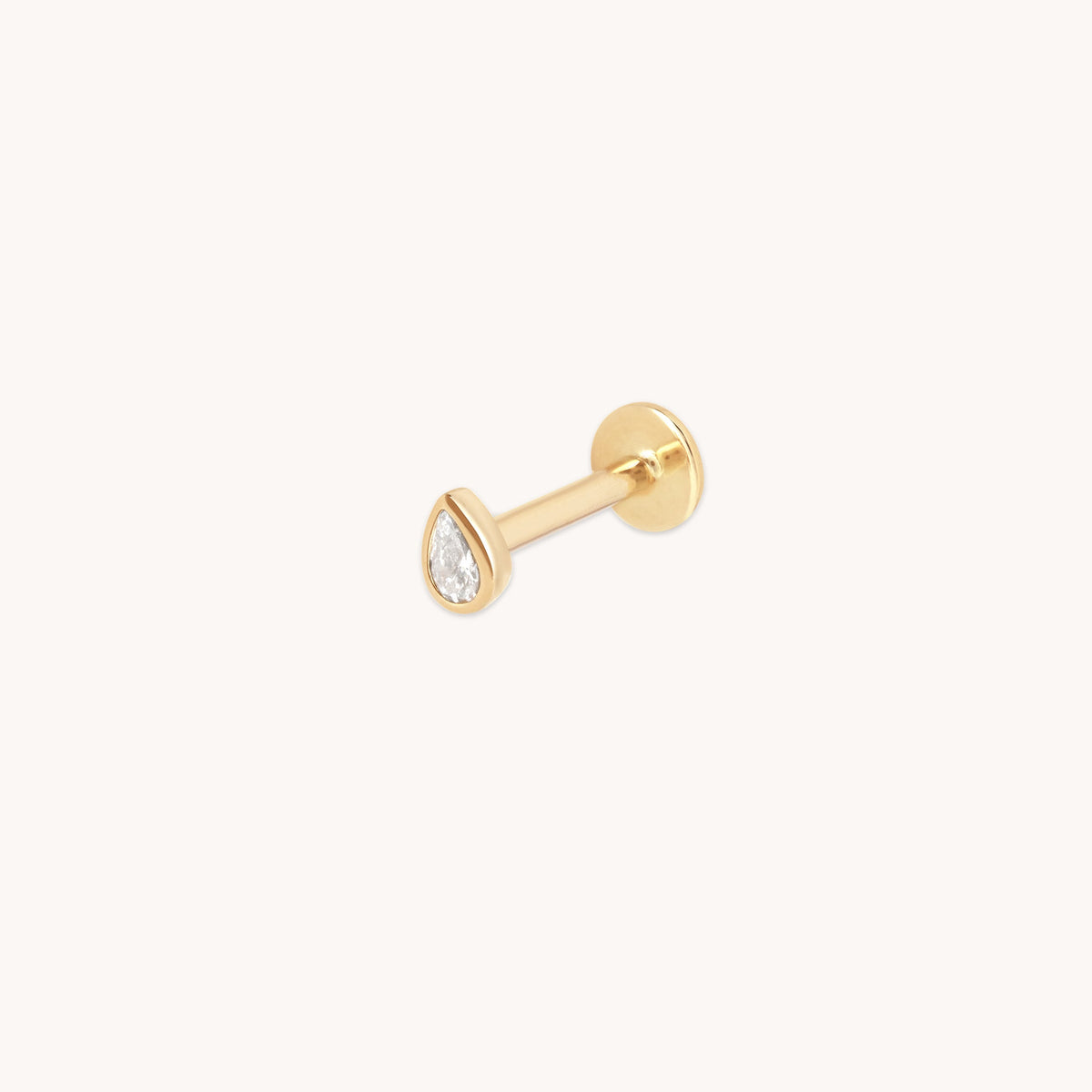 Diamond Bezel Pear Piercing Stud in Solid Gold-Astrid & Miyu