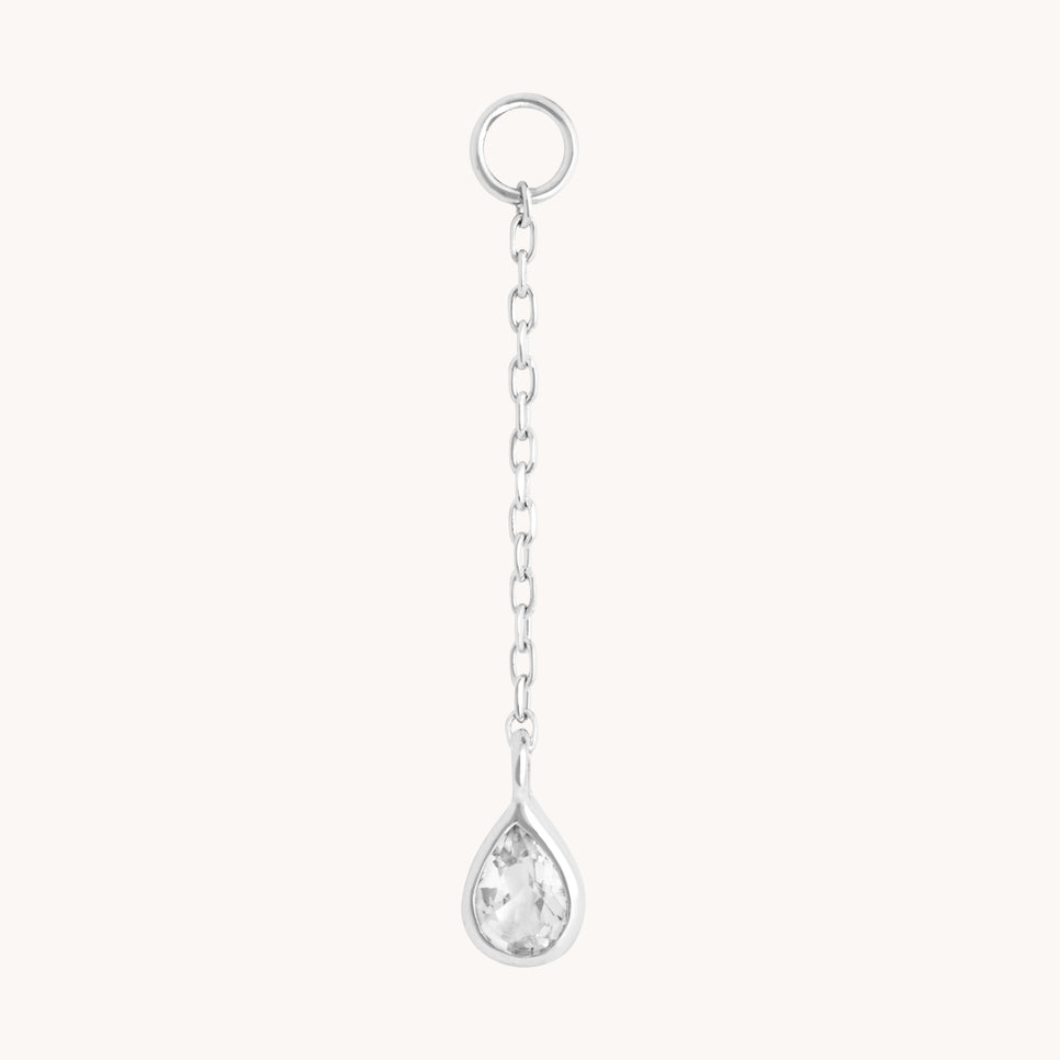 April White Topaz - White Topaz Ear Curation Chain™ in Solid White Gold - Product Piercings - Astrid & Miyu