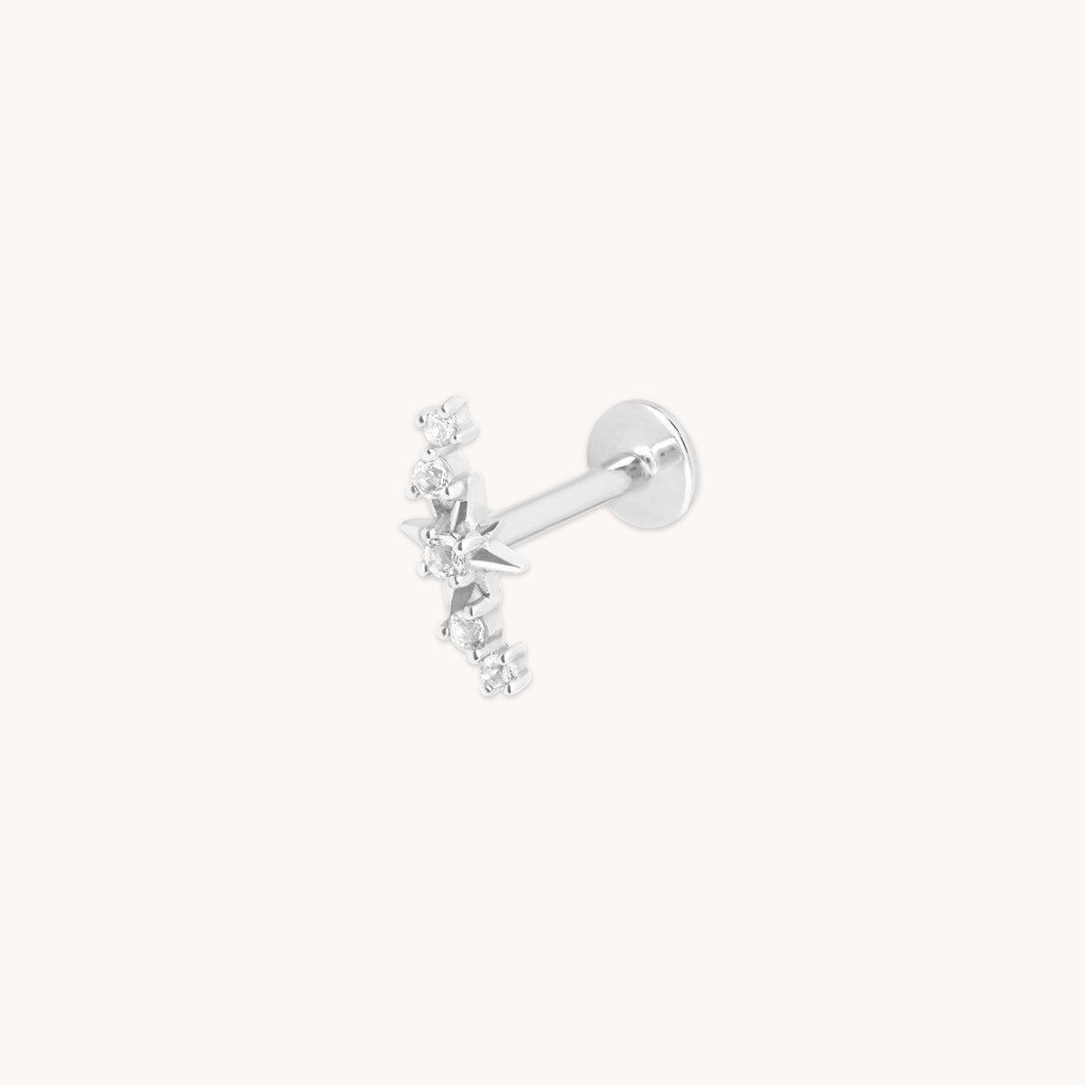 Star Curved Piercing Stud in Solid White Gold-Astrid & Miyu