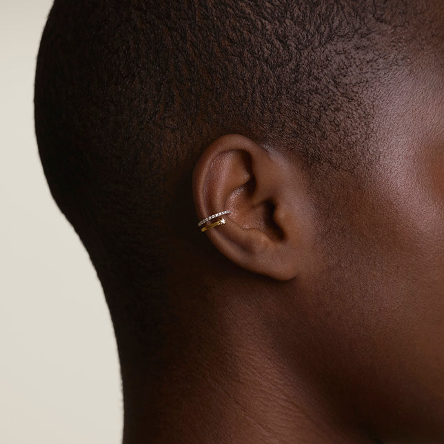 Cosmic Illusion Crystal Ear Cuff in Gold-Astrid & Miyu