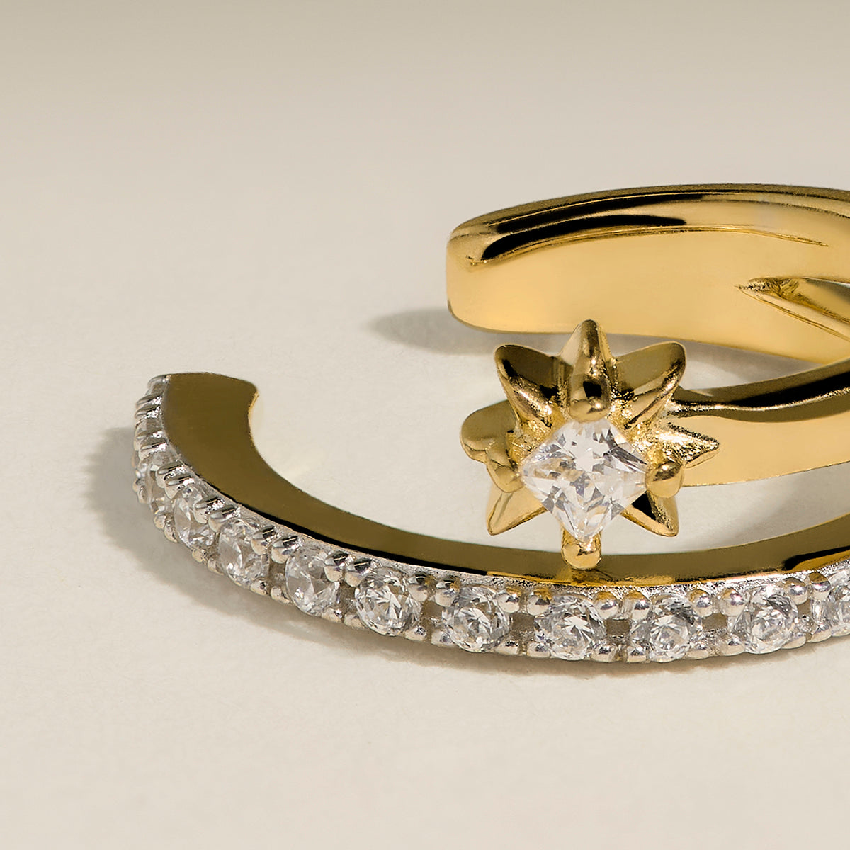 Cosmic Illusion Crystal Ear Cuff in Gold-Astrid & Miyu