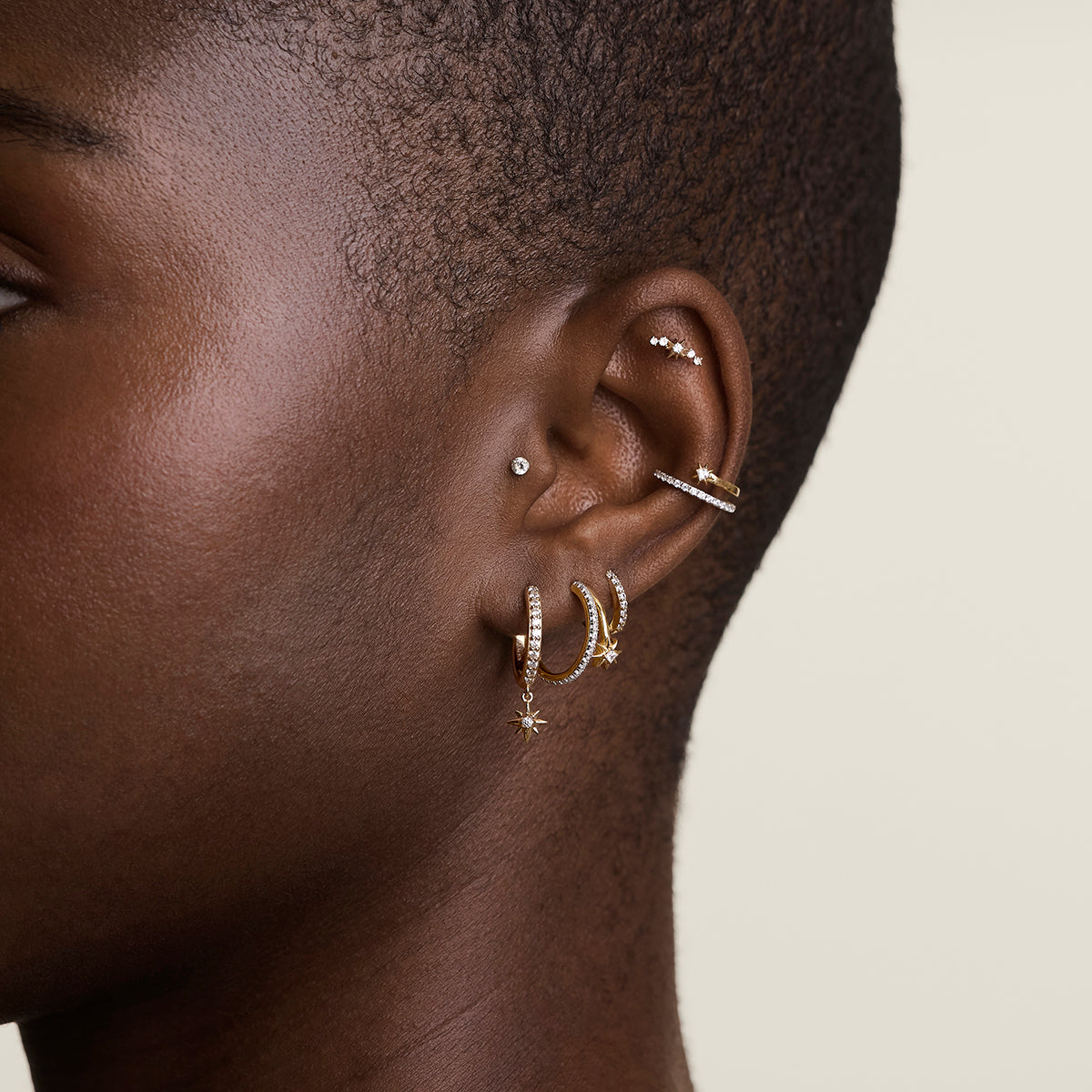 Cosmic Illusion Crystal Ear Cuff in Gold-Astrid & Miyu