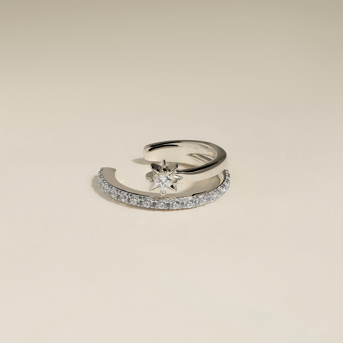 Cosmic Illusion Crystal Ear Cuff in Silver-Astrid & Miyu