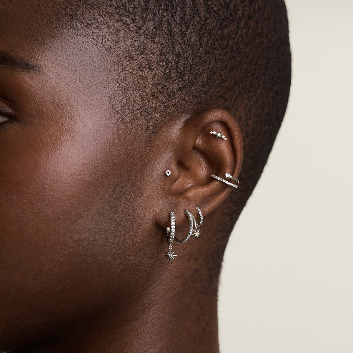 Cosmic Illusion Crystal Ear Cuff in Silver-Astrid & Miyu